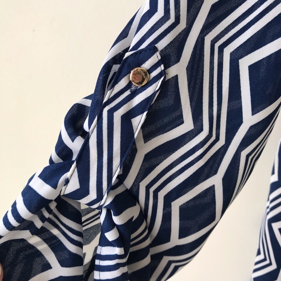 Zac & Rachel navy and white chiffon tunic top - Picture 5 of 8